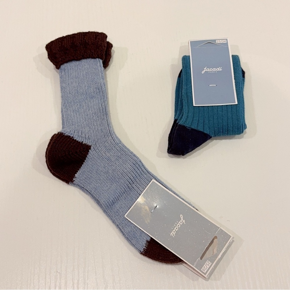 2 Pairs of Jacadi Cotton Blend Winter Socks Multi Sizes NWT
